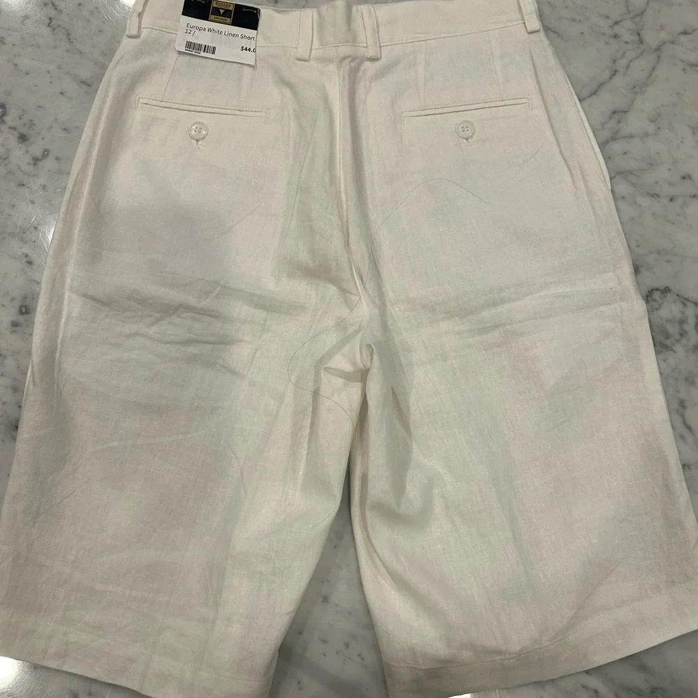 White Linen Bermuda shorts by Europa youth boys size 12. NWT - Picture 4 of 5